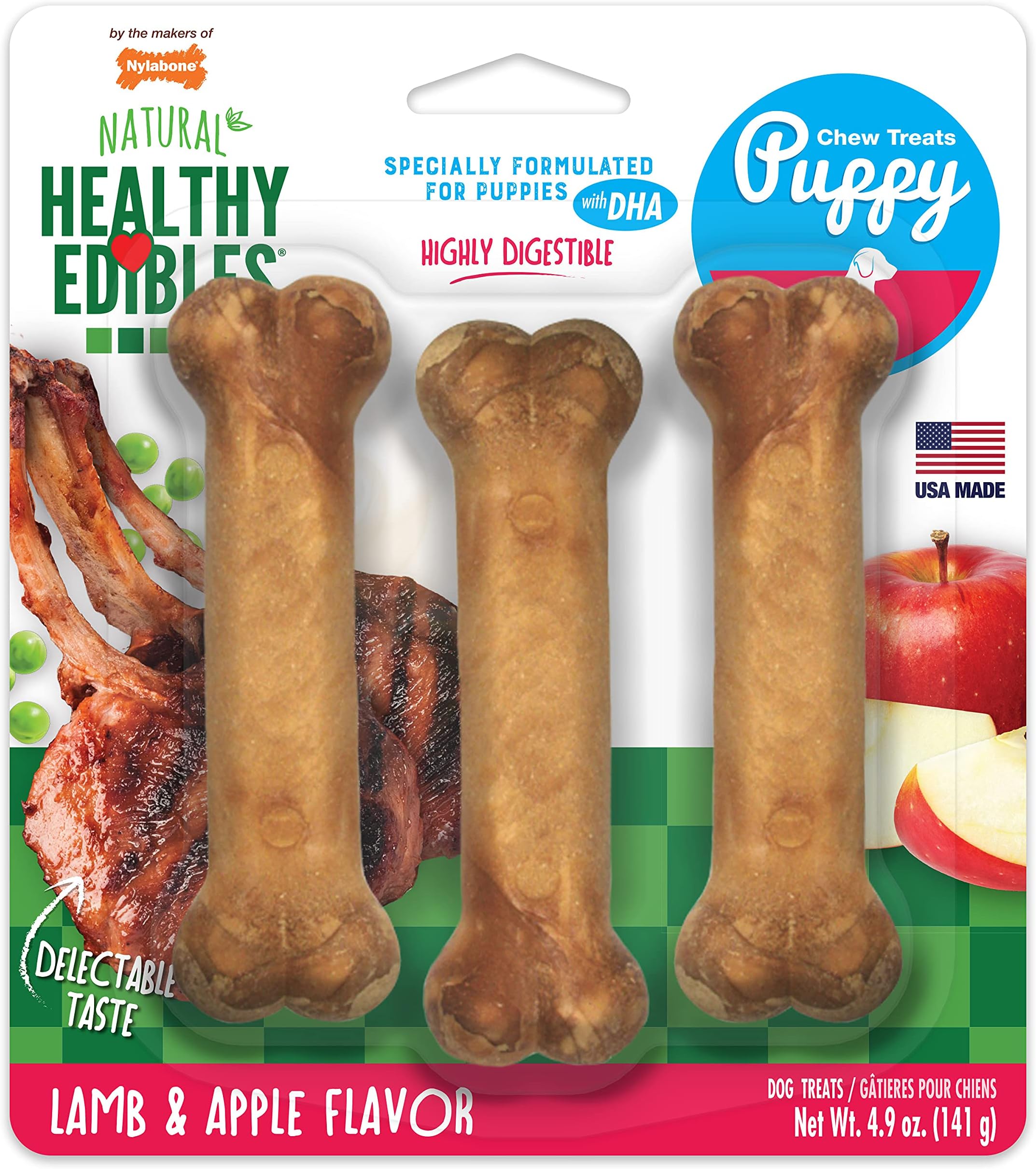 Healthy Edibles Puppy Chew Treats, Lamb & Apple, Re