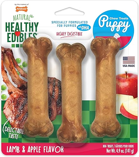 Nylabone - Premios de pavo y papa dulce natural para cachorro comestibles saludables pequeños y de larga duración