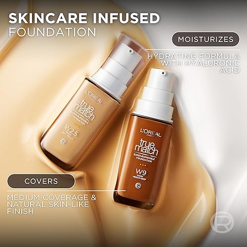 Miniatura 6 de L'Oreal Paris True Match Base supermezclable, maquillaje líquido de cobertura media con SPF 17, W2, ligero, 1 onza líquida