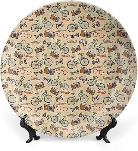 Miniatura 12 de XISUNYA Plato decorativo de 7 pulgadas, plato retro de vajilla con estampado de calle estrecha de la ciudad europea, accesorio de decoración para