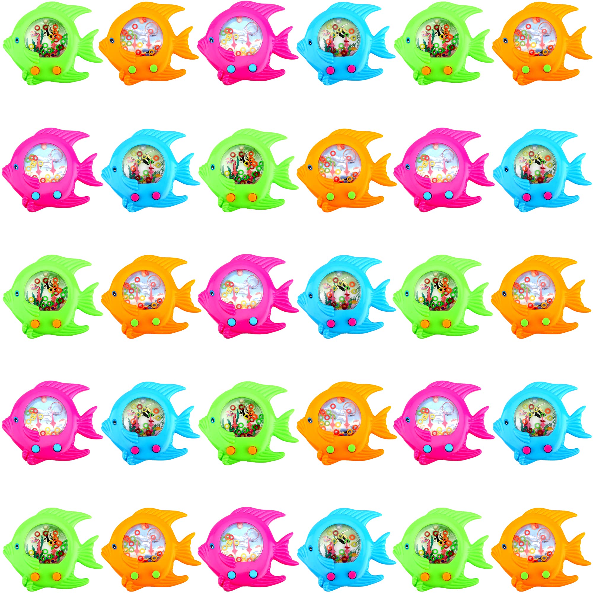 30 Pieces Fish Water Games Handheld Toys Ring Toss Fish Water Pocket Toys for Kids Handheld Water Game Party Favors Prizes Relaxing