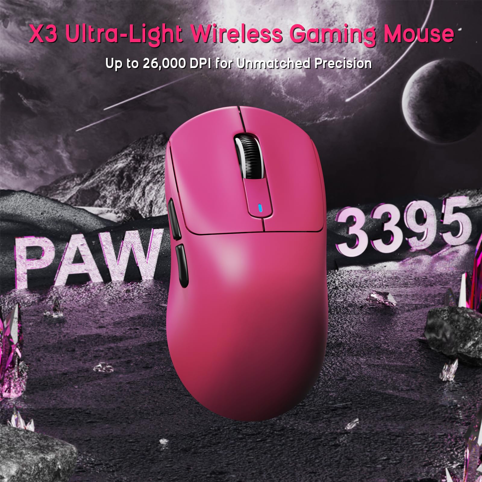 ATTACK SHARK X68 HE Teclado Magnético con Cable con X3 Ratón Gaming Inalámbrico Combo, Teclado de Activación Rápida 8KHz, Precisión RT 0.01mm, Ratón SUPERLIGERO, PAW3395, 26000 dpi - Contornos Rosas