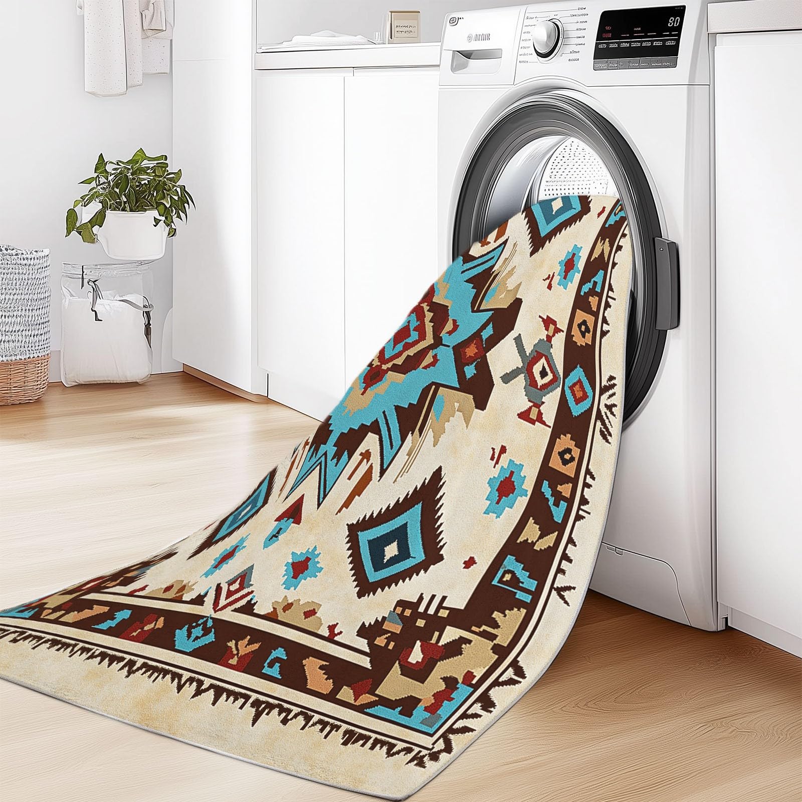 Tappeto Salotto Moderno Design azteco Flanella Tappeti Camera da Letto rug Cucina Antiscivolo Lavabile per Tavolino da Salotto,Bagno,Bambini Cameretta 140 x 200 cm, Multicolore