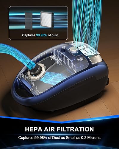 Miniatura 4 de Aspiradora de recipiente empaquetado, potente aspiradora de alta succión de 1400 W con bolsas de polvo de 3.7 cuartos de galón, cepillo Pop-N-Go,