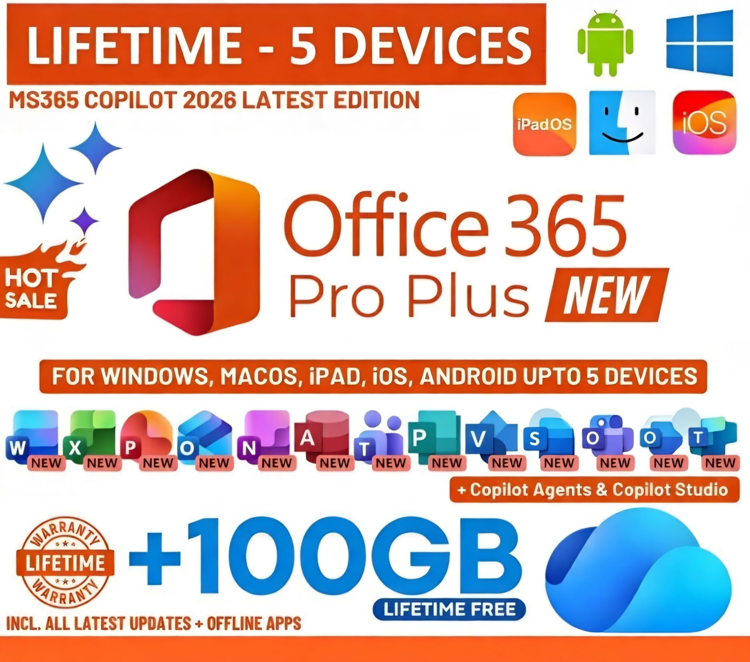 OFFICESUITE 365 Pro Plus MS Edition | Latest 2026 Release | (5 Devices, Lifetime Validity) for Windows, iOS, macOS, iPADOS, Android | 100GB Cloud Storage for lifetime | Regular Updates with Unlimited Reinstallations (Quick Delivery)