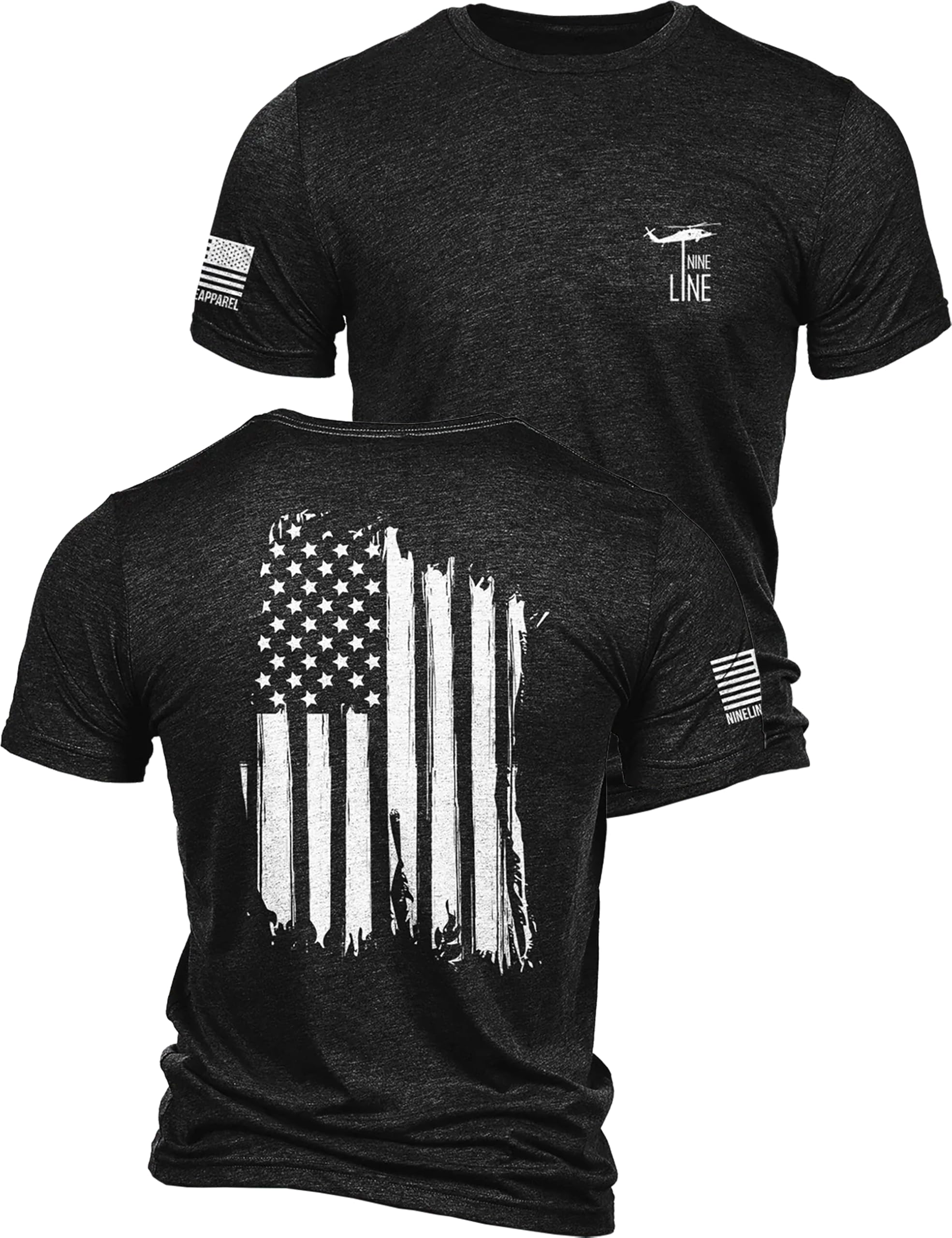 Nine Line American Flag T-Shirt for Men, USA Made Patriotic Shirt, 9 Line Apparel, Military Veteran Shirt, Freedom Shirt