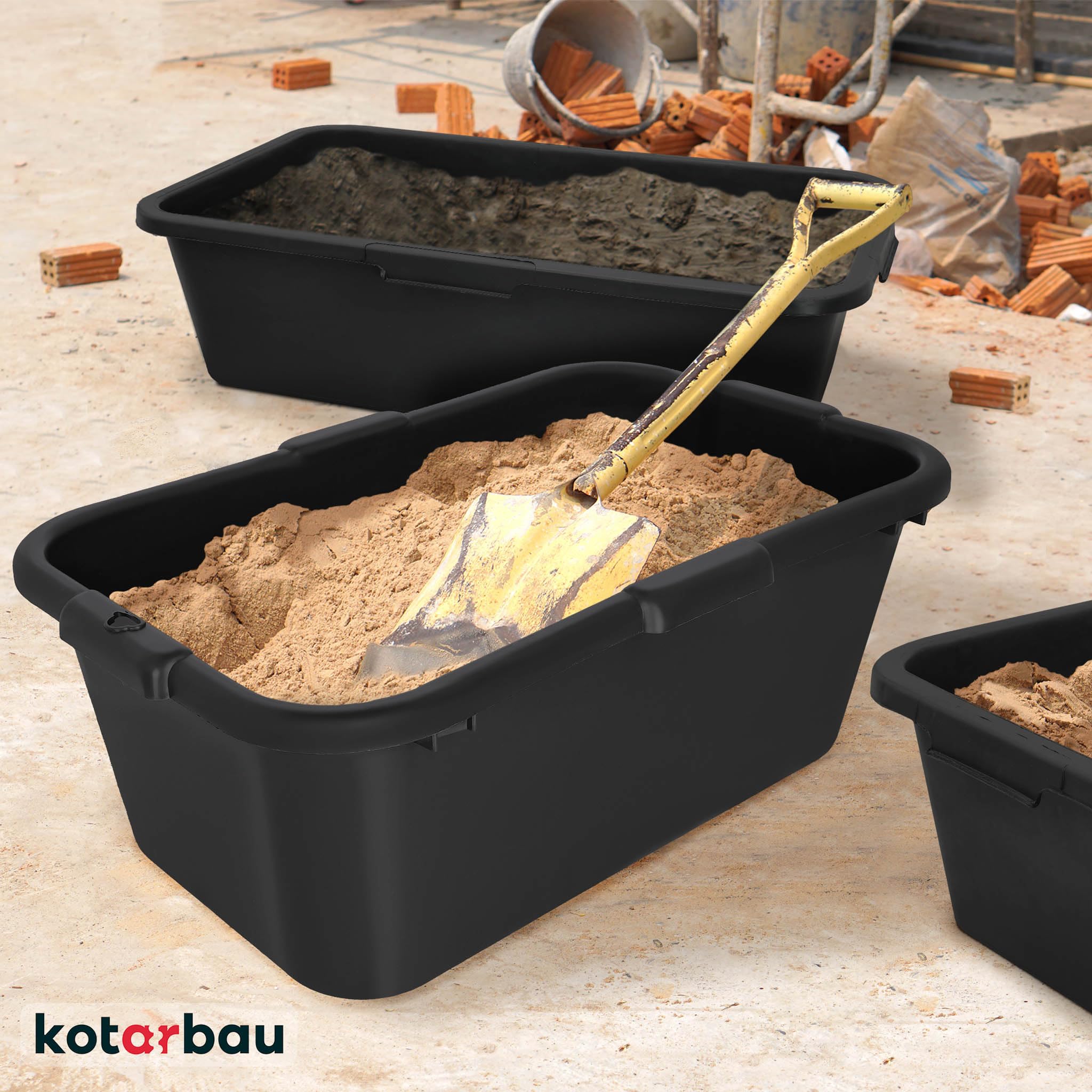 KOTARBAU® Bac à mortier rectangulaire en plastique noir - 85 l - 60 x 40 x 30 cm