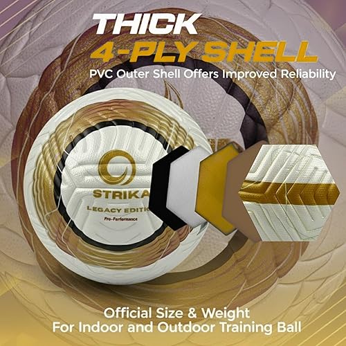 Miniatura 9 de STRIKA Balón de fútbol de calidad profesional Legacy  Material de piel sintética  Resistente al agua  Sin hilos  Juego en todas las superficies