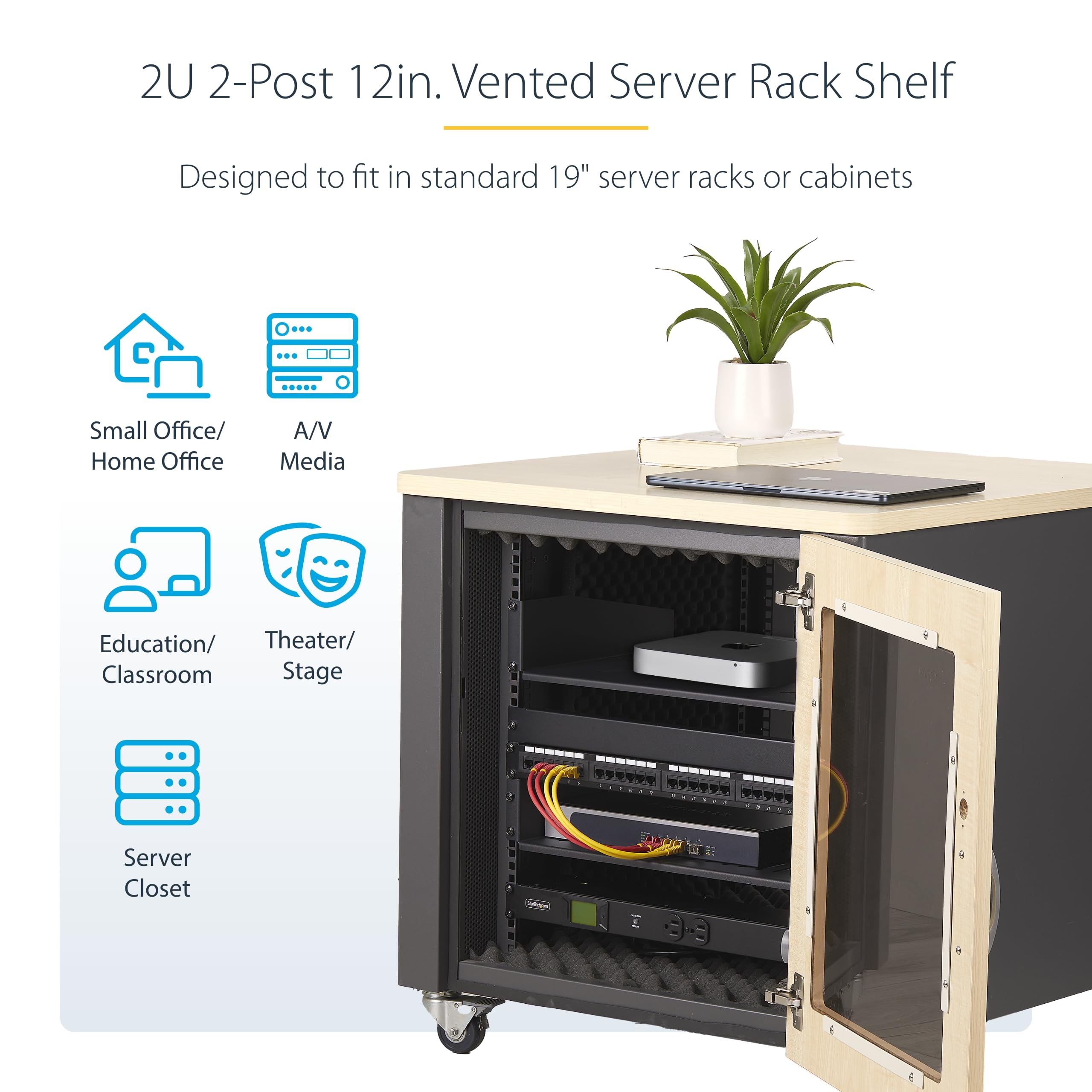 Amazon.com: StarTech 2U Vented Server Rack Shelf, 12in, 25lb