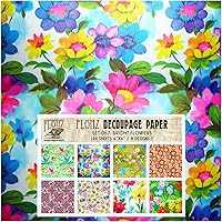 Vista 4 de Paquete de papel para decoupage (24 hojas 15x15 cm) Rosa Meadow de Amapolas # Papel vintage con patrón estilizado para decoupage, manualidades