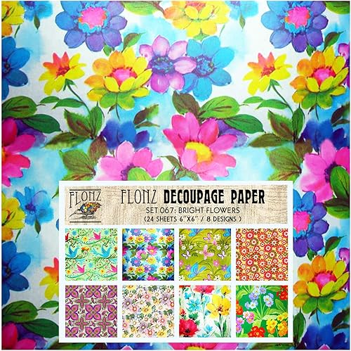 Miniatura 6 de Decoupage - Paquete de papel (24 hojas de 6 x 6 pulgadas), diseño floral rococó antiguo, papel estilo vintage FLONZ, para decoupage y manualidades