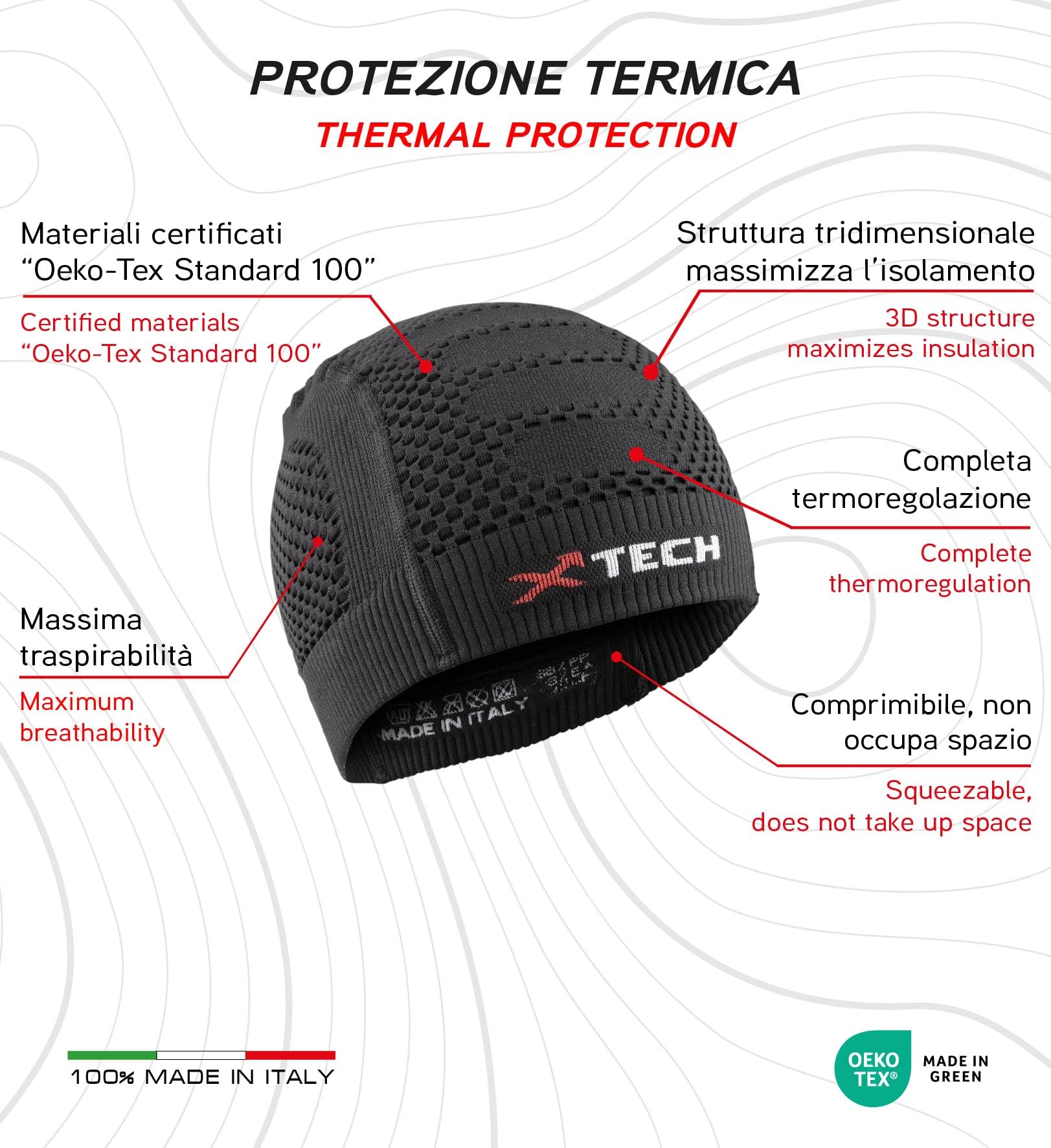 XT99 Cuffia Tecnica Invernale, Sottocasco Bici, Running, Sci e Outdoor, Struttura Anatomica e Traspirante