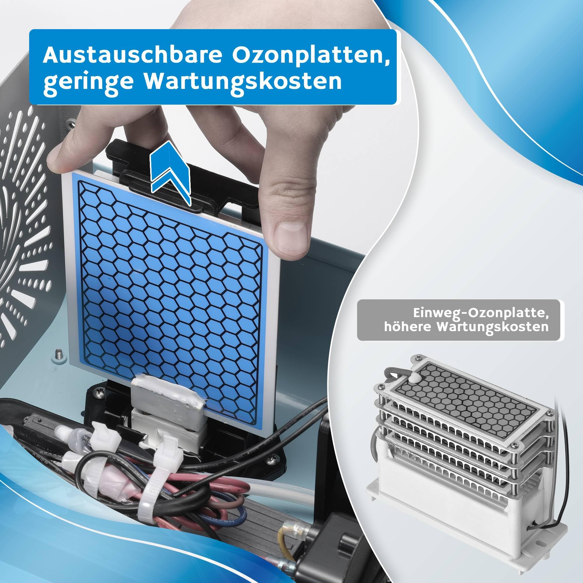Airthereal MA25L Generator ozonu - urządzenie 2w1 do oczyszczania wody i powietrza, generator ozonu z dużą wydajnością do eliminacji zapachów - pokrywa do 370 m², ozonator do samochodu, mieszkania
