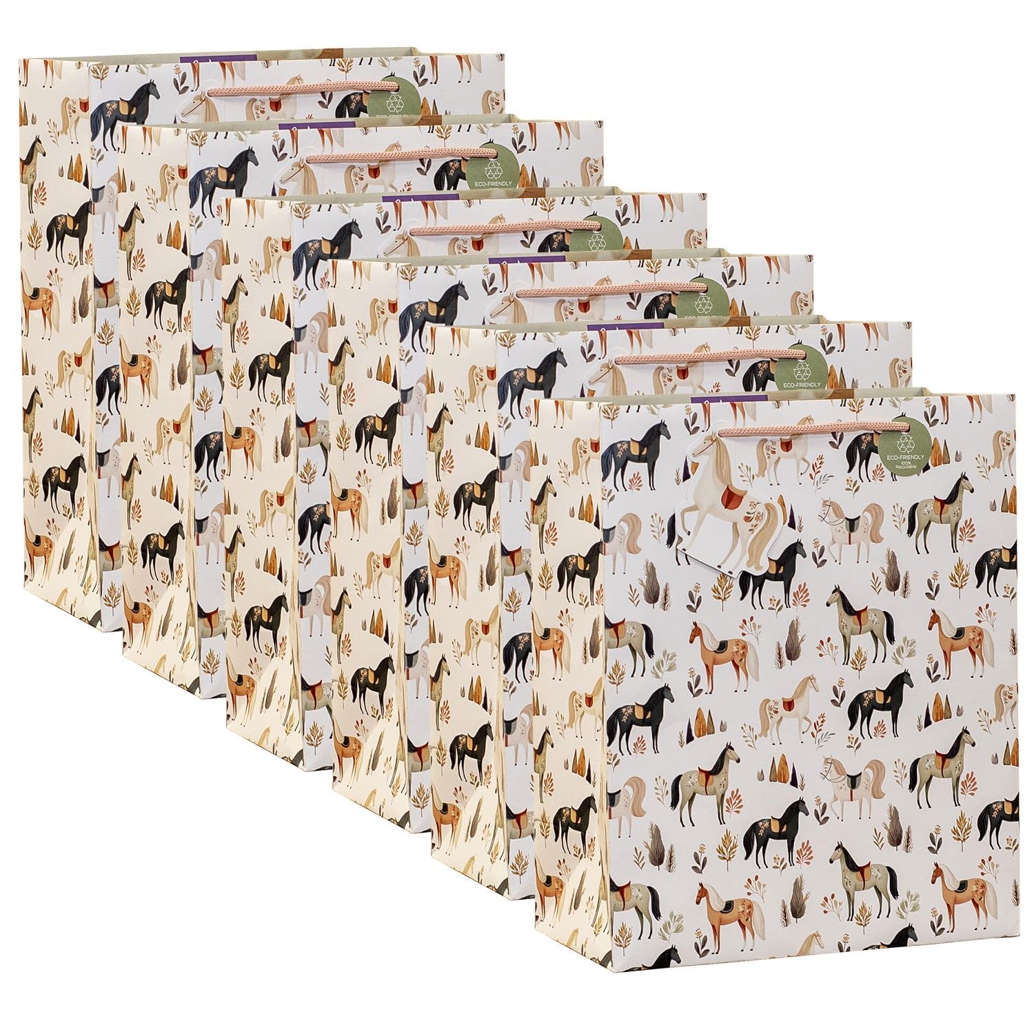 Design By Violet Horse Large Paper Gift Bags Pack of 6 with Ribbon Handles
