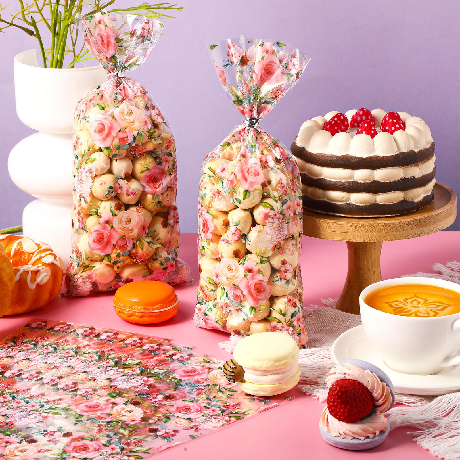 Snapklik.com : Outus 100 Pieces Party Cellophane Treat Bag Floral Candy Bags  For Baby Shower Wedding Bridal Shower Supplies Favors Decorations Birthday  Theme Floral Graduation Decor, image size:1600x1600