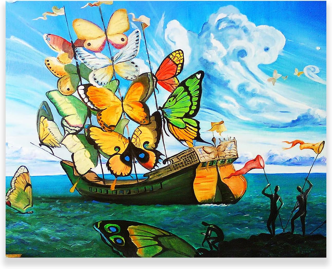 Vladimir Kush Canvas,Departure of the Winged Ship Poster,Surrealism Wall Art,Dali Style Artwork for Bedroom Livingroom Office Unframed (Departure of the Winged Ship,12x15inches/30x38cm)
