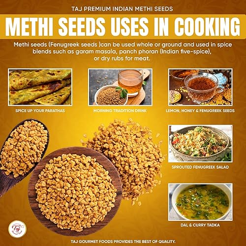 Miniatura 6 de TAJ Premium Indian Methi Seeds Semillas de alholva Trigonella foenum graecum 7 onzas