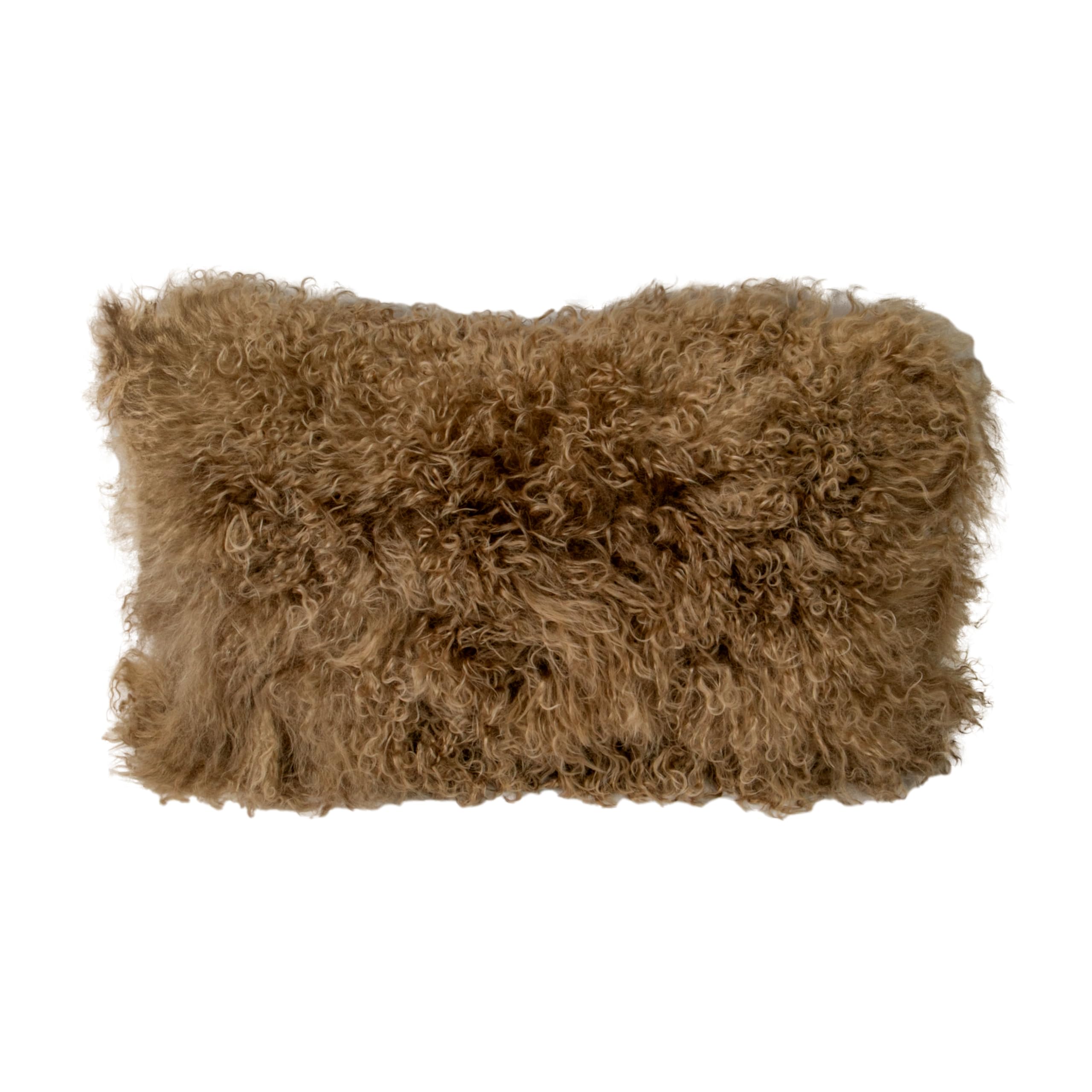 Simply Sheepskin Curly Cushion - Genuine New Zealand Sheepskin Wool Pillow - Cushion Insert Included - Durable Sofa Cushion for Sofa, Chair & Couch - 30x50cm, Light Brown
