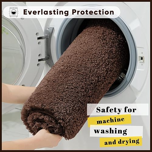 Miniatura 6 de ELEHOLD Juego de alfombras y tapetes de baño, juego de 2 alfombras de baño gruesas y absorbentes, antideslizantes, suaves y peludas, lavables a