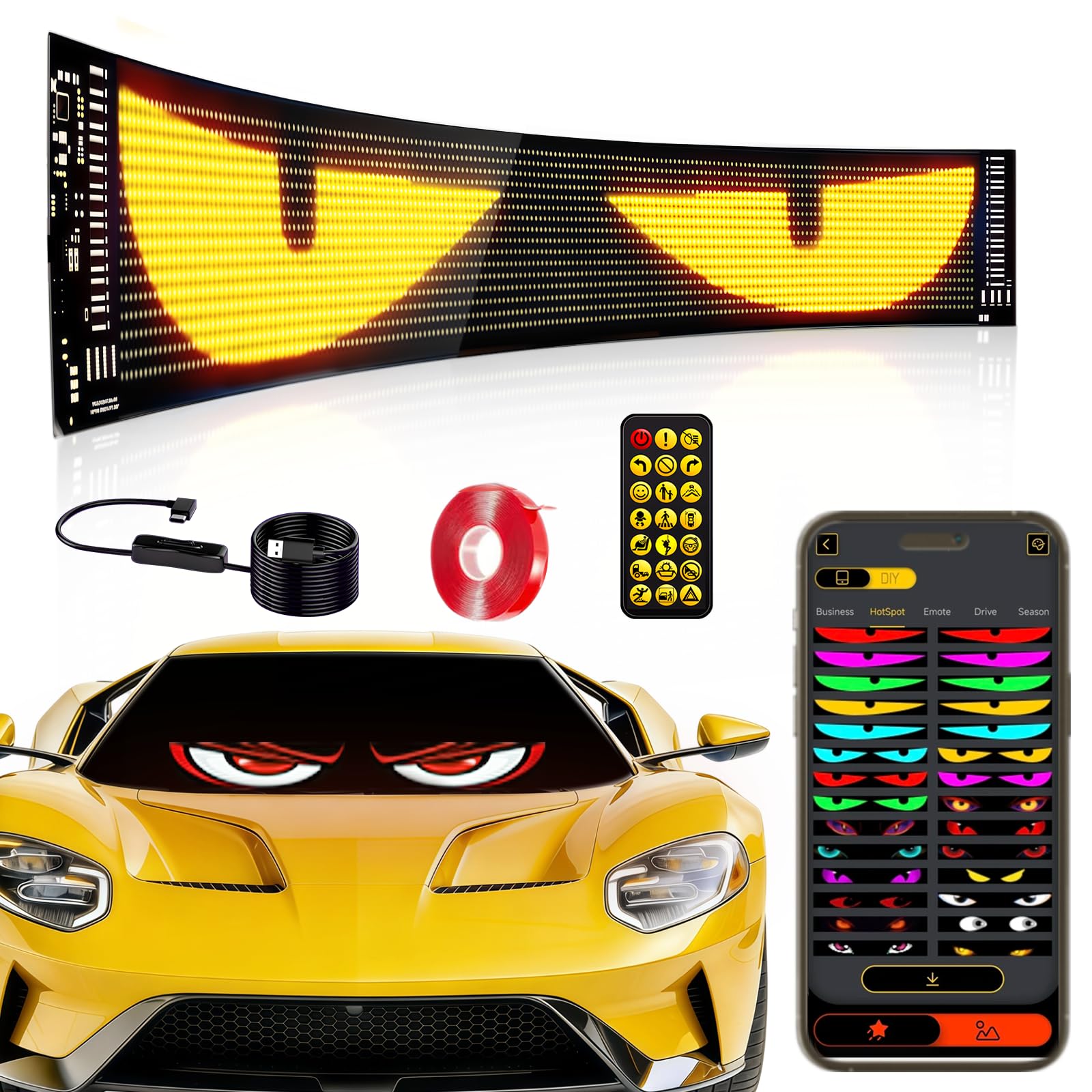 Scrolling Advertising Programmable LED Signs-23''x5'' Flexible USB 5V, App Control Custom Text Pattern Animation Programmable Flexible Display Panel for Store/Car/Bar/Party/Festival (16x96 LED)