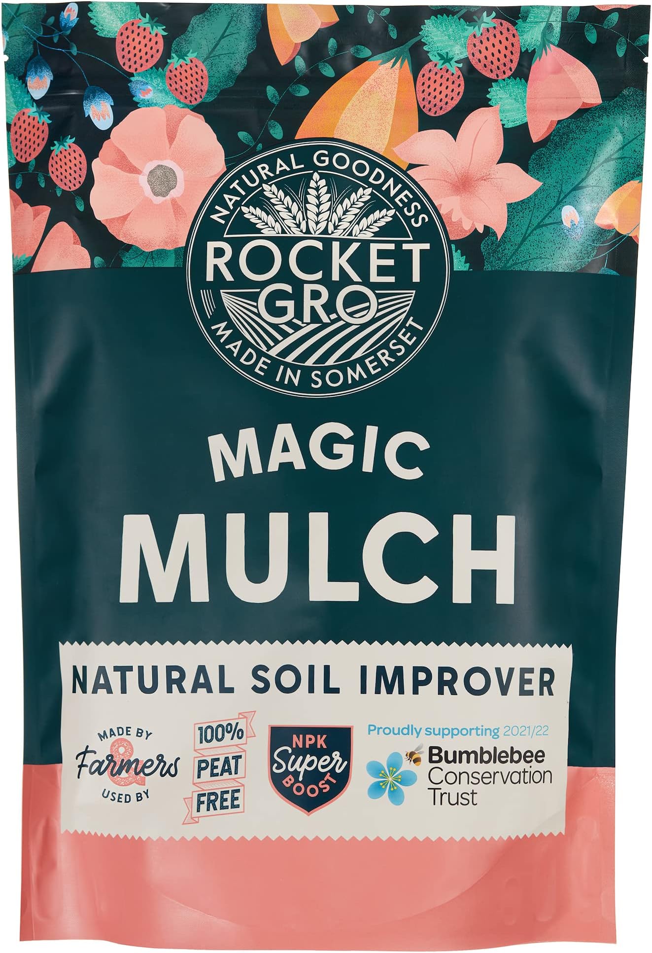 RocketGro Organic Mulch 2l Peat-Free bioactive Soil Conditioner rich in NPK natural fertiliser