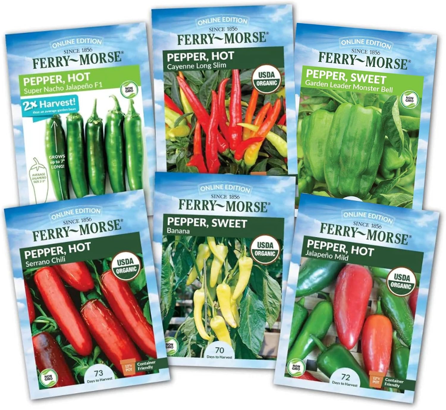 Ferry Morse Pepper Seed Variety Pack - 6 Pack - GMO Free