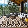 Shilucheng Outdoor Rug 8'x10', Waterproof Area Rug, Reversible Plastic Straw Rug for Patio Decor, Foldable Outdoor Mat for Camping, RV, Deck, Picnic, Beach, Backyard Outdoor Carpet (Black/Beige)