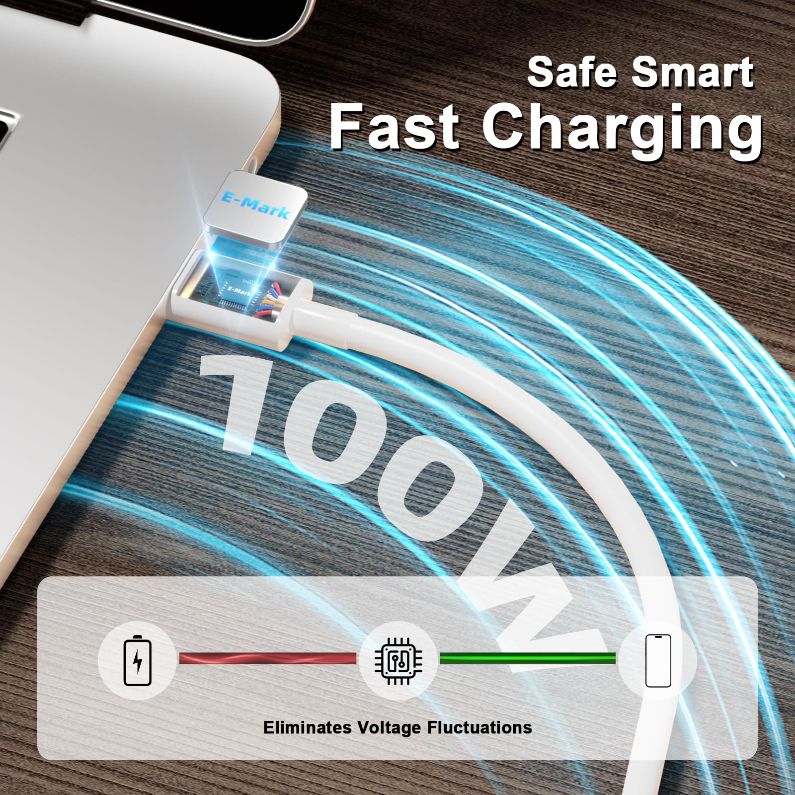 Quntis QC 4.0 Cavo USB C [2Pezzi 2M], PD 100W Ricarica Rapida, Type-C Bianco per iPhone 16/15, iPad Air/Pro, MacBook Air/Pro, Samsung Galaxy, Xiaomi