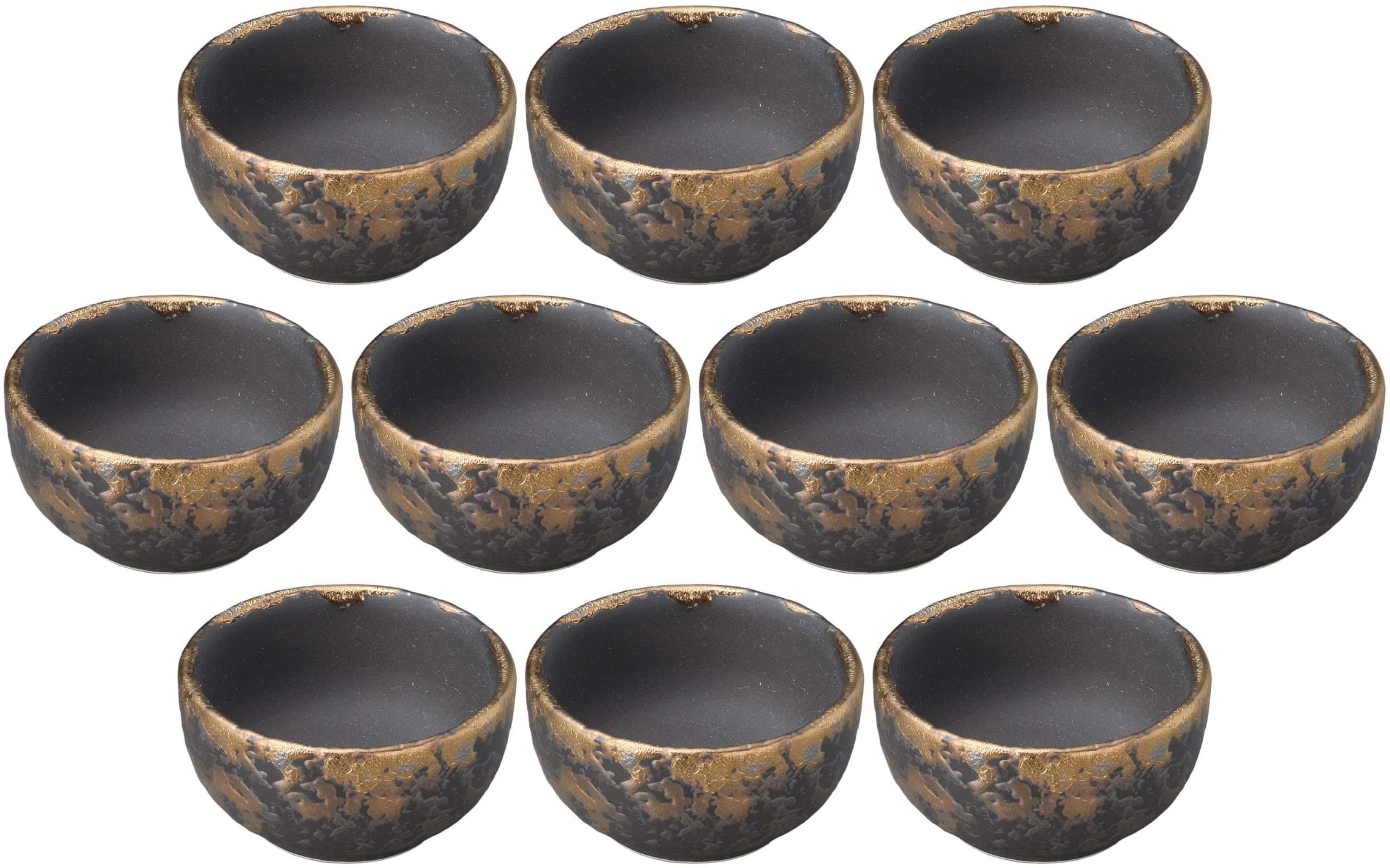 Set of 10 Gold Tataki Draft Painting Maruchiyokuchi [6.5 x 3.4 cm] | Small Bowl