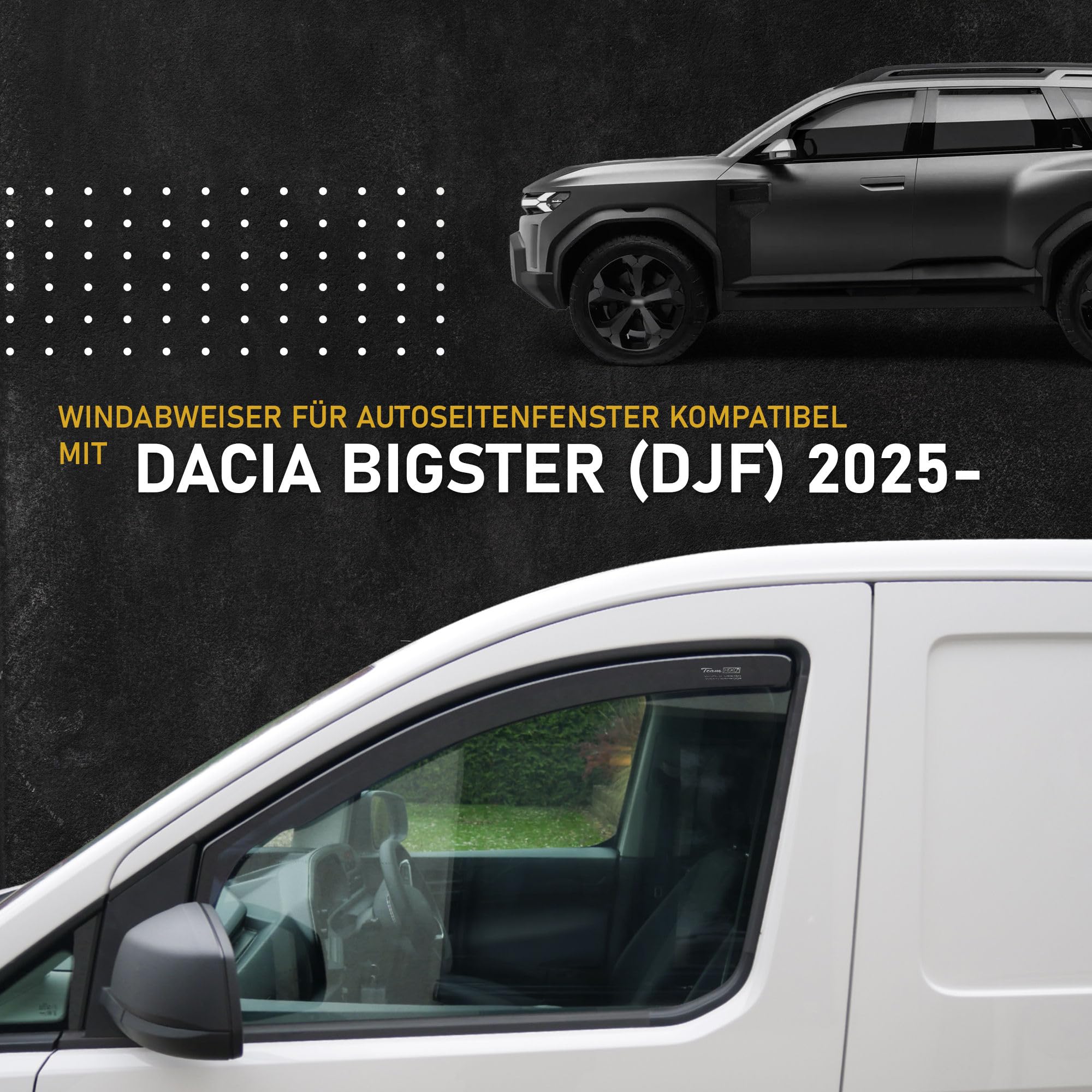 HEKO | Seitenscheiben-Windabweiser Kompatibel mit Dacia Bigster 2025+ | 4 STK.; Regenabweiser, Windabweiser, Getönt, Stromlinienförmig; Einfache Montage; Schutz vor Wind und Regen