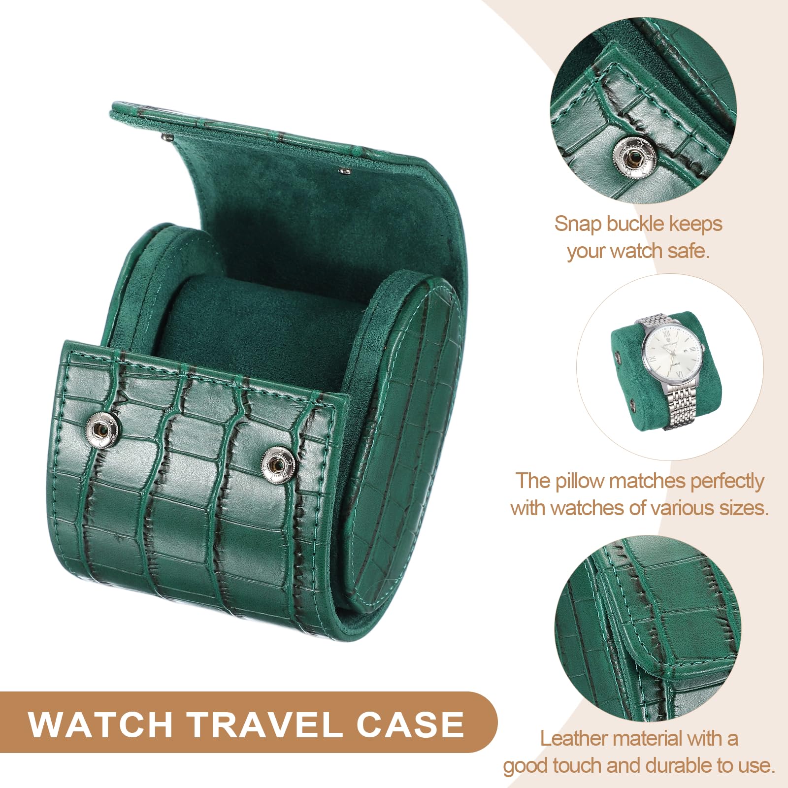 Custodia da viaggio per orologio da uomo in pelle con motivo coccodrillo, astuccio arrotolabile per orologio, scatola portaoggetti portatile per orologio, ideale per Natale, compleanno e anniversari