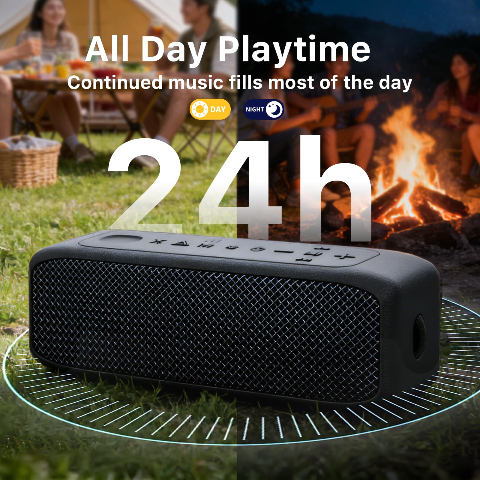 JUOVI Cassa Bluetooth Portatile, Casse Bluetooth 6.0, Audio Stereo da 20W, IP68 Impermeabile 24 Ore di Autonomia, USB C/TF Card/AUX Altoparlante Bluetooth per Casa, Esterno e Viaggi (SOUND J1)