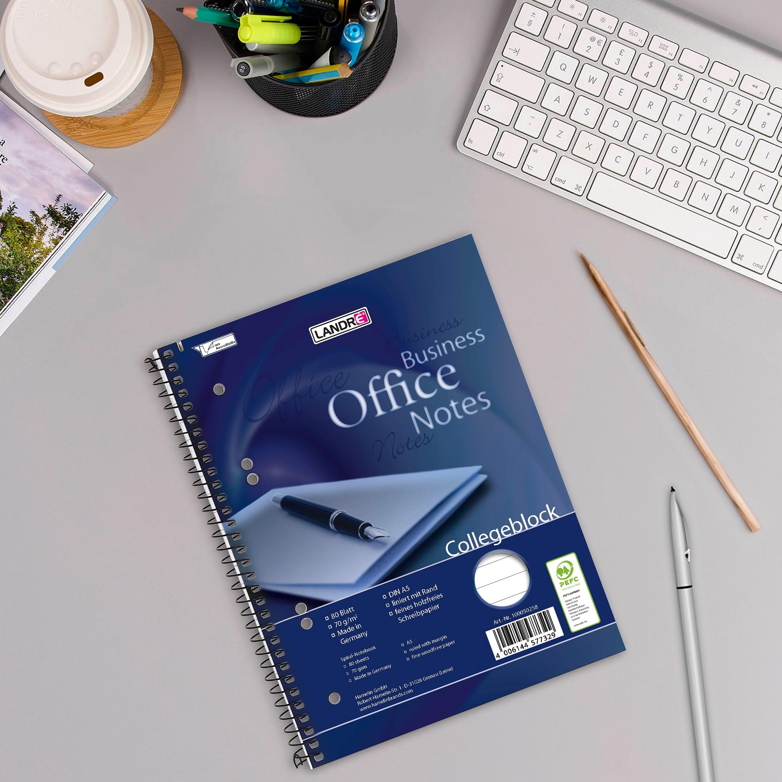 Landré Lot de 5 Cahiers Lignés A5 80 Feuilles Perforées
