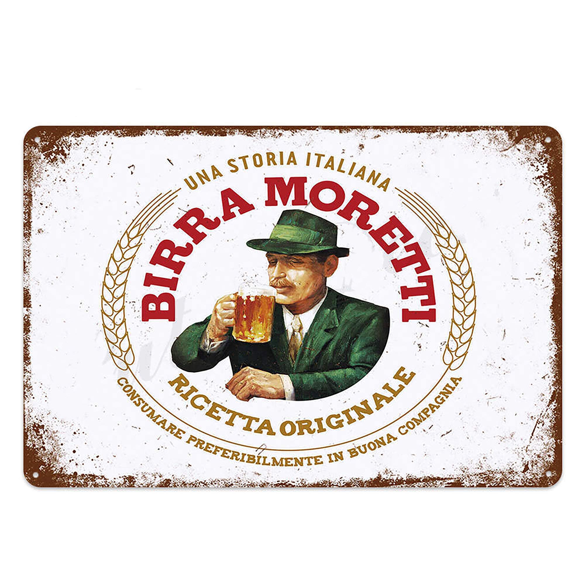 Generic Brands Birra Moretti Beer Italian brewery Metal Plaque, Retro Decor for Bar, Cafe, Pub, Tin Sign 8"x12" Man Cave Game Room Garage Bar