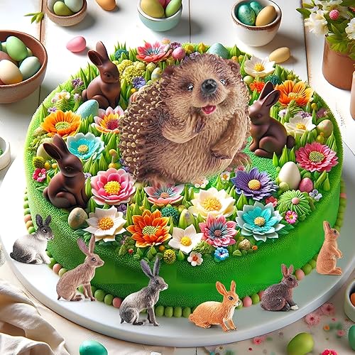 Miniatura 3 de Figura de conejito de animales de granja, 8 piezas, figura de erizo, juguetes de vaca para niños, decoración de tartas de conejo, suministros de