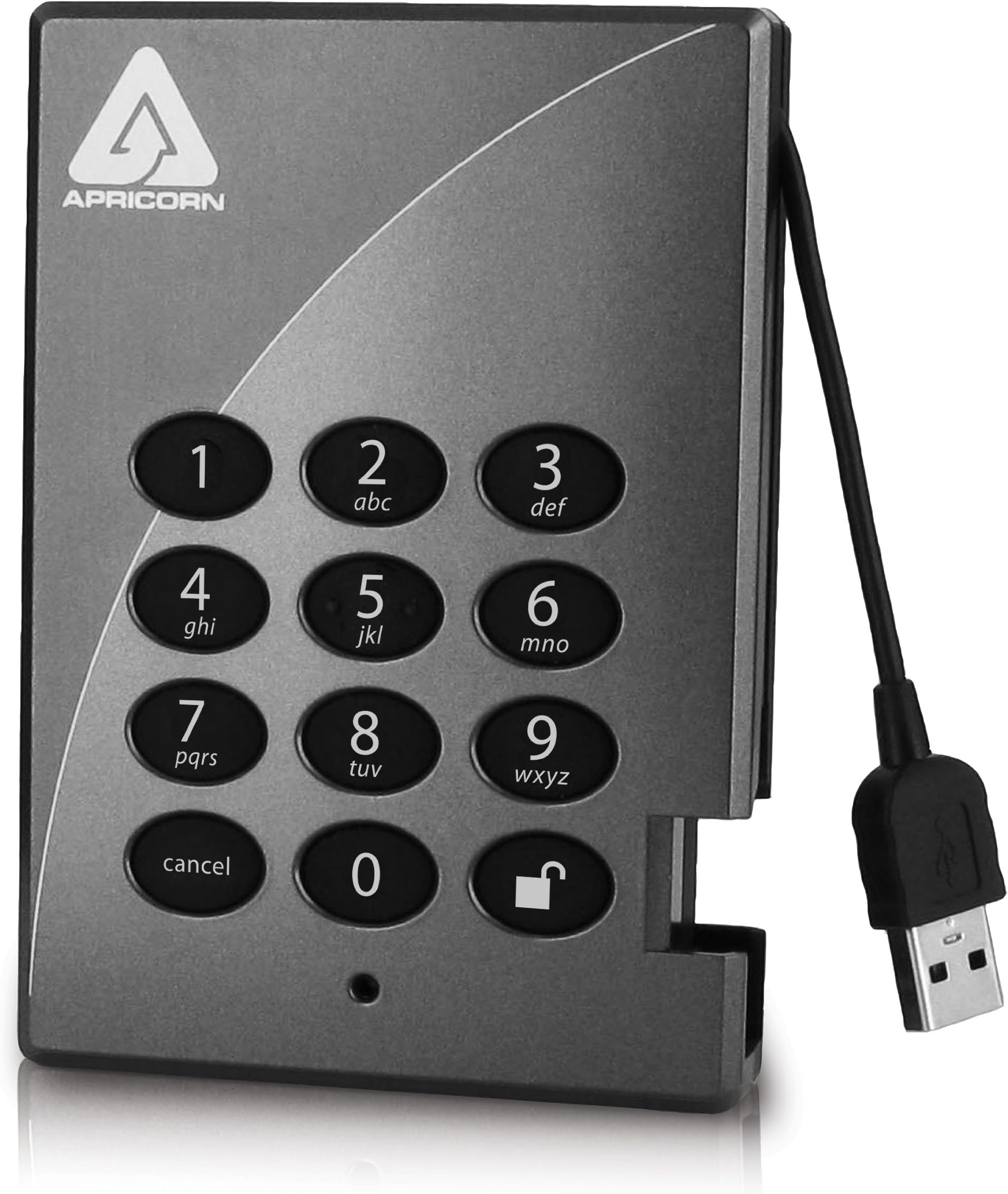 Apricorn Aegis Padlock SSD 128 GB USB 2.0 Secure 256-Bit AES Encrypted Portable External Solid State Hard Drive A25-PL256-S128 (Grey)