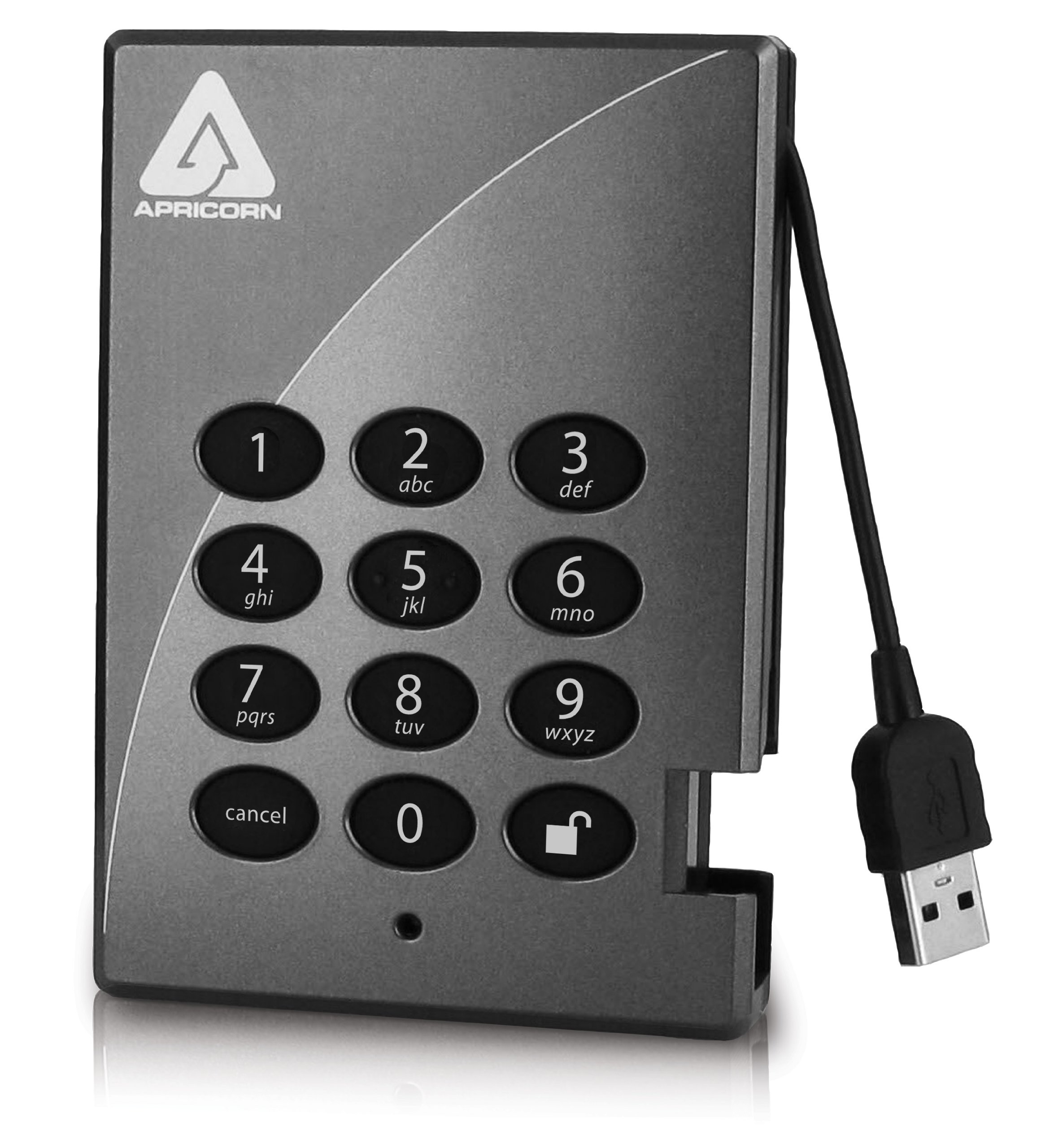 Apricorn Aegis Padlock SSD 128 GB USB 2.0 Secure 256-Bit AES Encrypted Portable External Solid State Hard Drive A25-PL256-S128 (Grey)