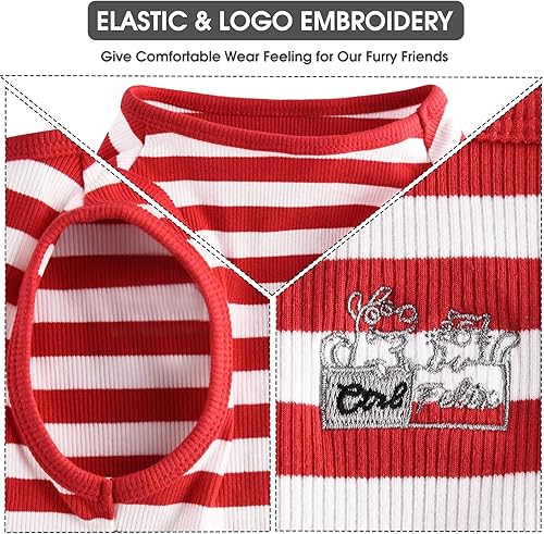 Miniatura 3 de CtilFelix Camisa para perro, ropa a rayas, chalecos elásticos para perros pequeños, medianos y grandes, ropa para niños, niñas, gatos, camisetas de