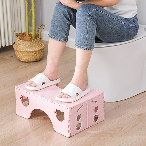 Miniatura 7 de Taburete de inodoro plegable, taburete de baño saludable de 7 pulgadas con pies antideslizantes, un buen ayudante para aliviar eficazmente el