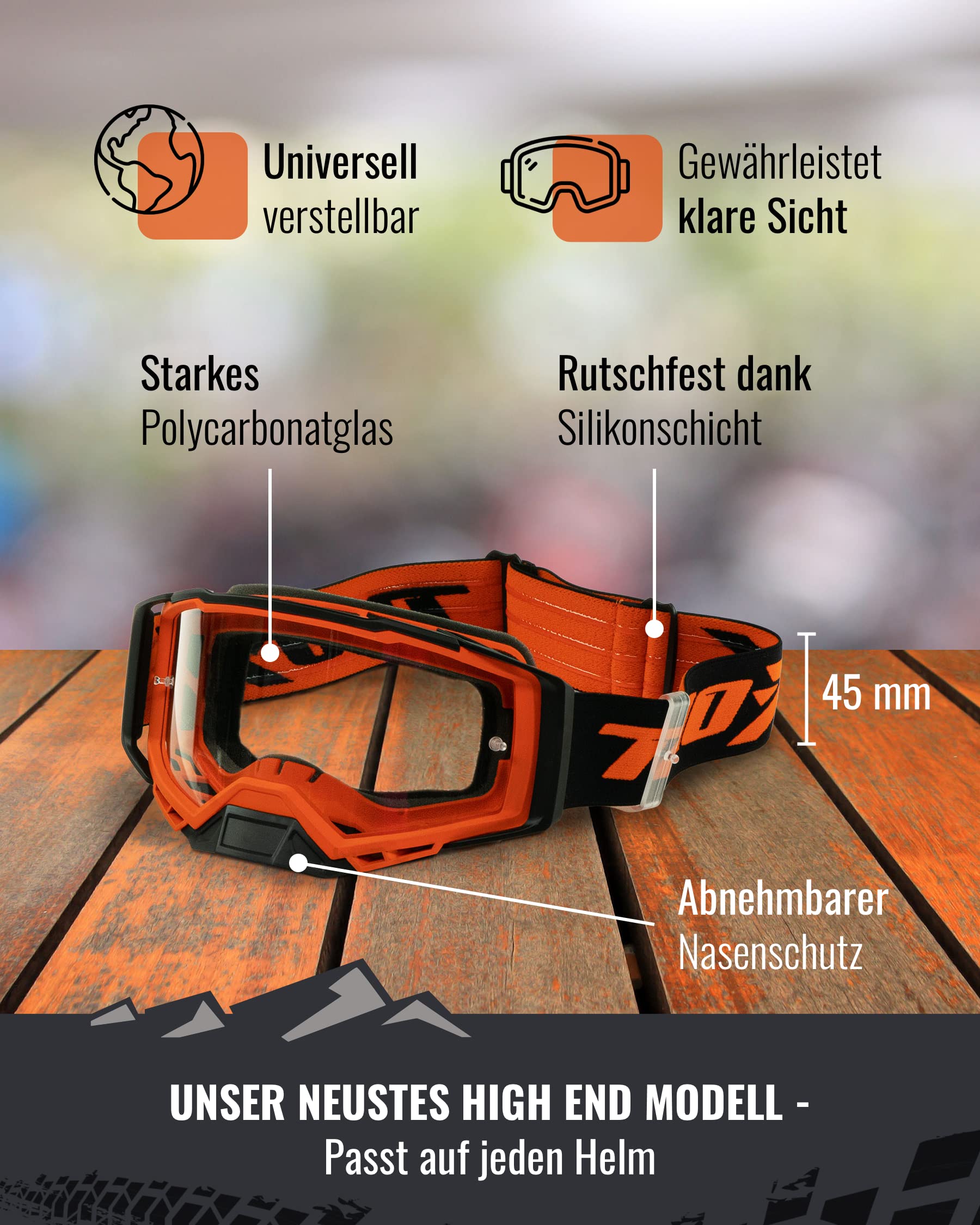 TWO-X Lunettes de cross - Lunettes de motocross avec verre transparent - Lunettes de moto anti-rayures - Enduro & Downhill - Lunettes de protection - Verre transparent - Atom - Rouge Inferno