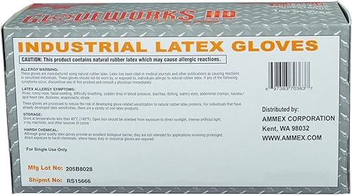 Miniatura 4 de GLOVEWORKS ILHD42100 - Guantes industriales de látex marfil HD, caja de 1000, 8 mil, tamaño pequeño, sin polvo, texturizados, desechables,