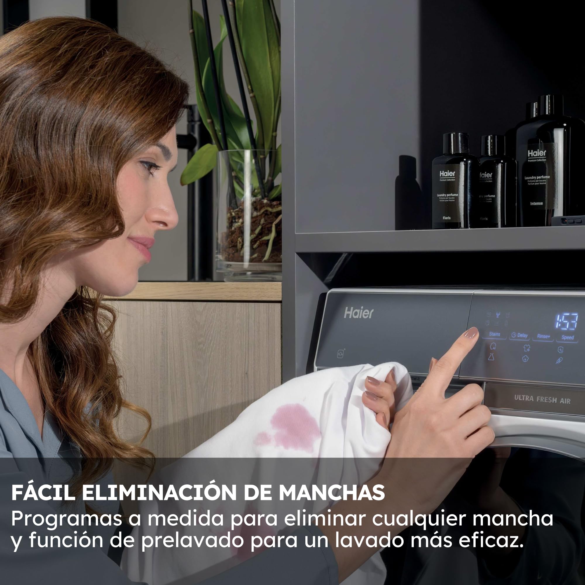 Haier X9 Series HW90-B14387U1-IB Lavadora Carga Frontal 9KG, Clase A -35%, Función Vapor, Motor Direct Motion, Display Digital, 1400RPM, Ultra Fresh Air, Libre Instalación, 14Programas, Blanco