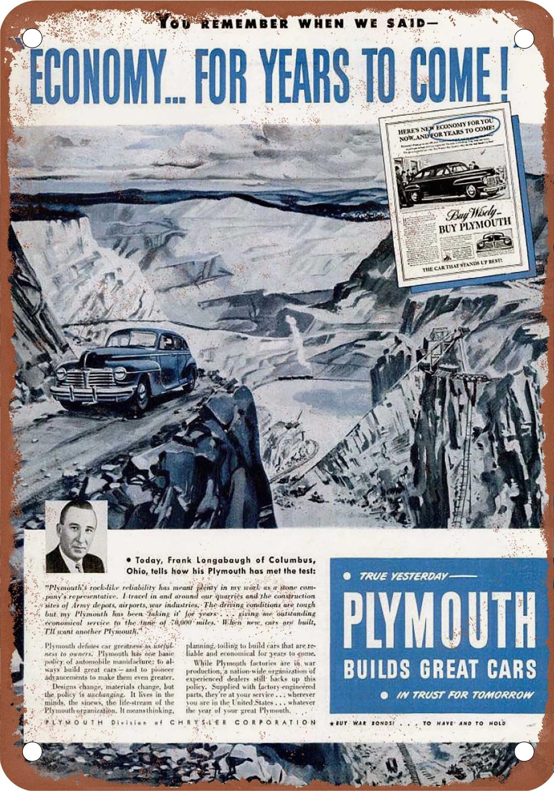 Miaomansenstore Metal Sign - 1945 Plymouth Vintage Ad 02 - Old Retro Rusty Look Home Decor