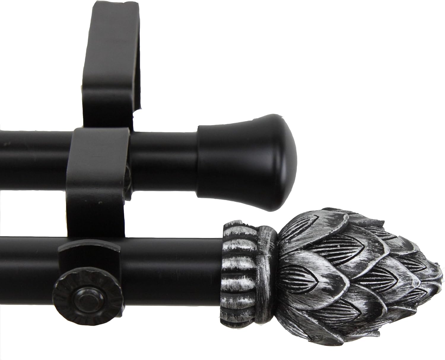 Rod Desyne 13/16" Bud Corner Window Double Rod, 28-48 inch, Black