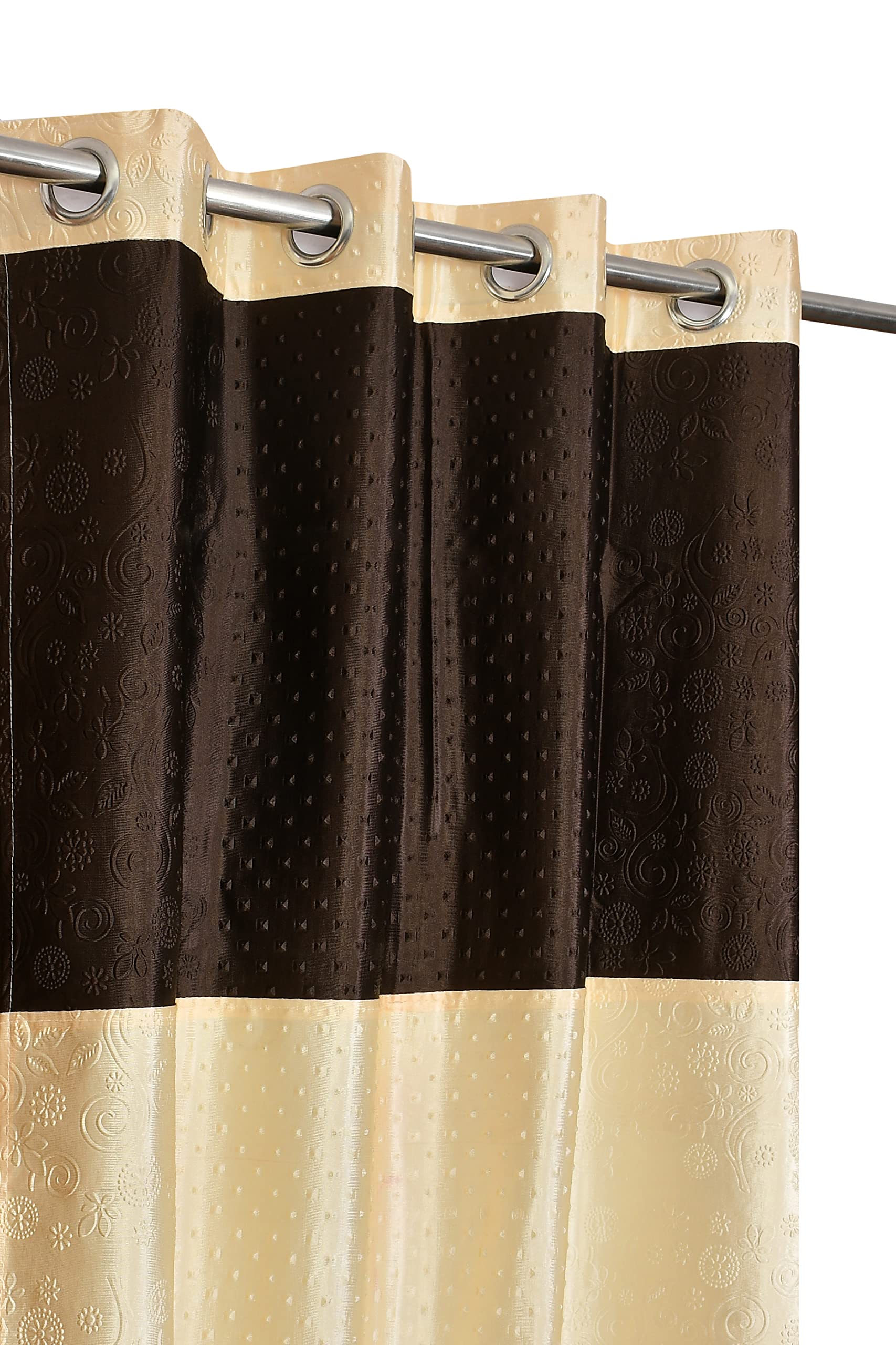 HOME UTSAV Embossed Pyramid Solid Punching Heavy Curtains for Long Door 8 Feet, Pack of 2, Cream Patch