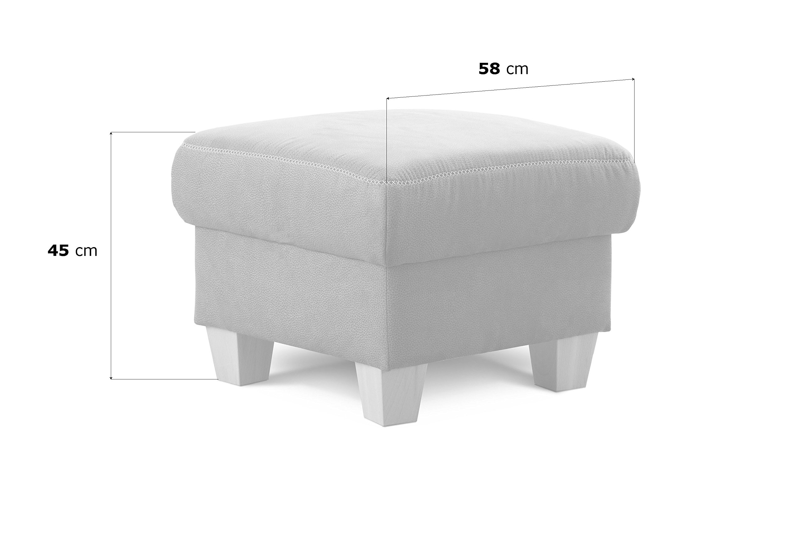 Produktbild von Cavadore Wisconsin Hocker Mit Stauraum – Sitzhocker / Fußbank Im Landhausstil, Bezug Mikrofaser, Holzfüße Buche, 58x45x58 Cm