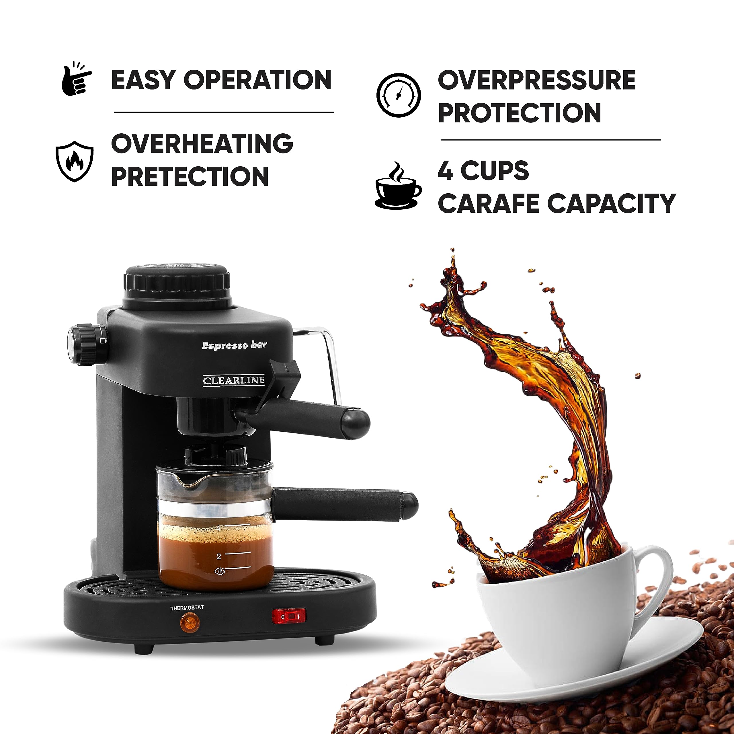 Clearline Espresso Coffee Maker Cappuccino Maker Coffee Machine