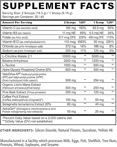 Miniatura 6 de Panda Supps - Bomba de suplementos, preentrenamiento, fórmula sin grumos con L-citrulina malato de 0.35 oz, Alpha GPC, melena de león, CognatiQ,