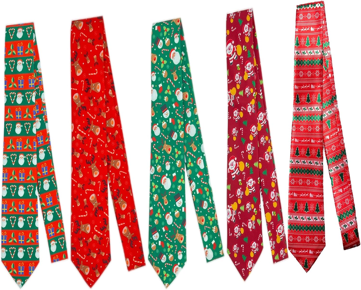 Qpout 5 Pieces Christmas Ties for Men Novelty, Xmas Holiday Neckties