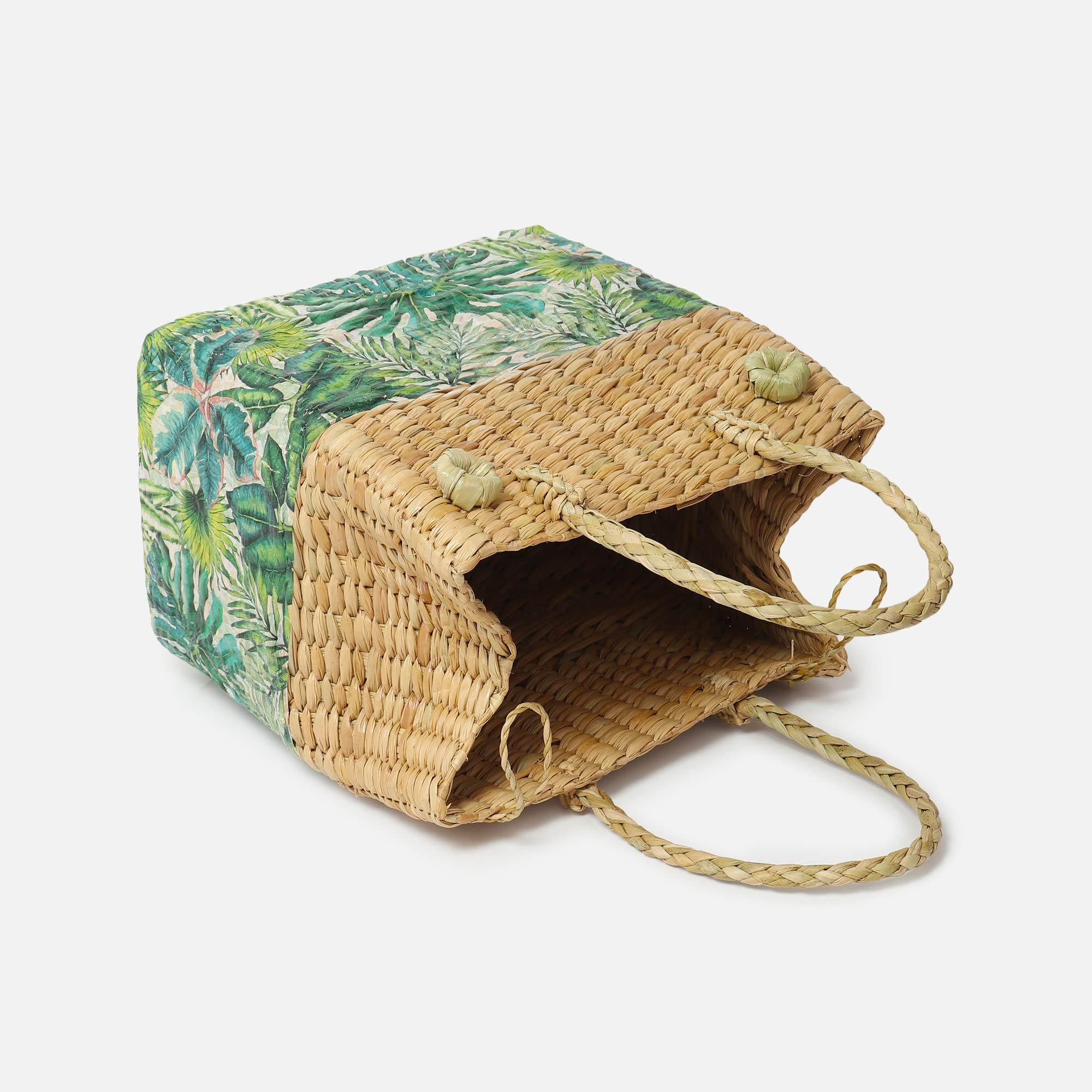 Habere India-All the Cultures Fabricating India Picnic Baskets | Lunch Basket | Wicker Gift Hamper| Seagrass Picnic Basket | Jute Tiffin Tote Bag - Rectangular, Multi (Design 02- L28 x W20 x H26 cm) 4